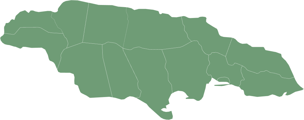 Map of Jamaica with 14 parishes
